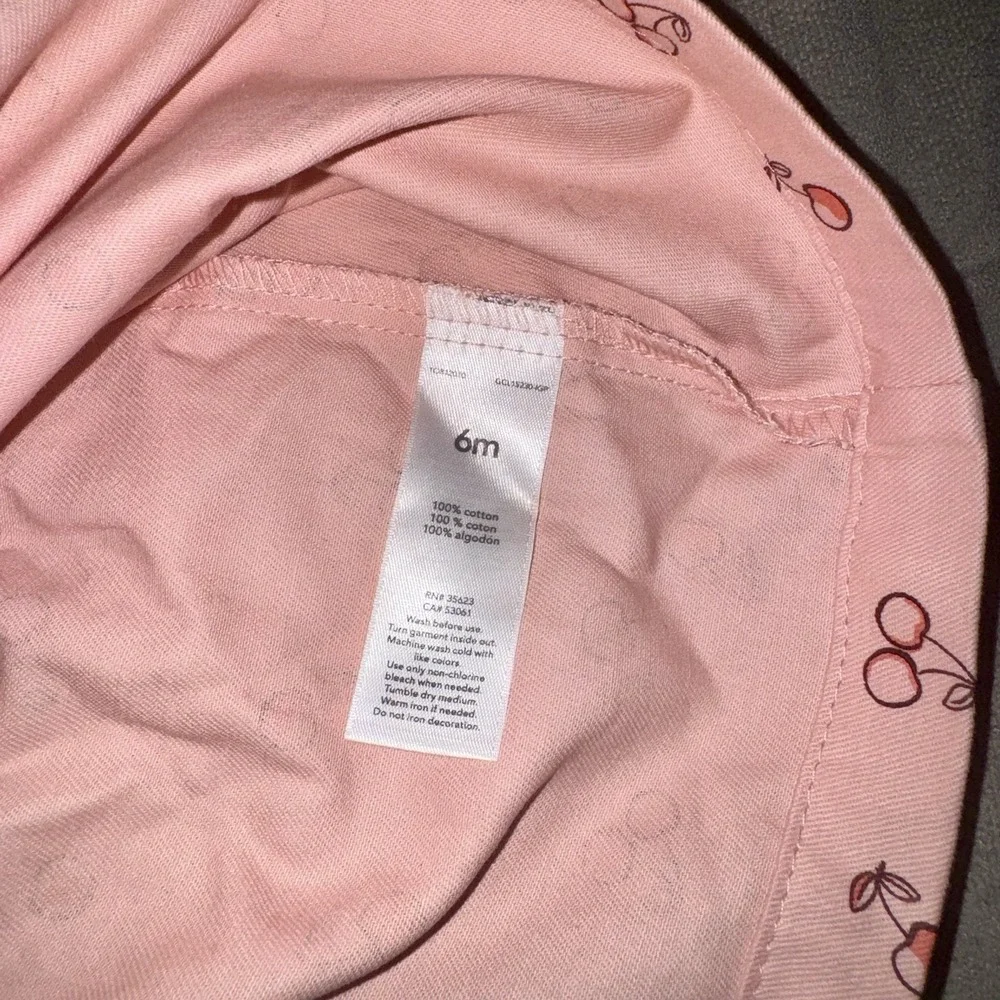 Carters Baby Girl Overall Dress  6 Months Pink Cherries Adjustable Straps Cotton